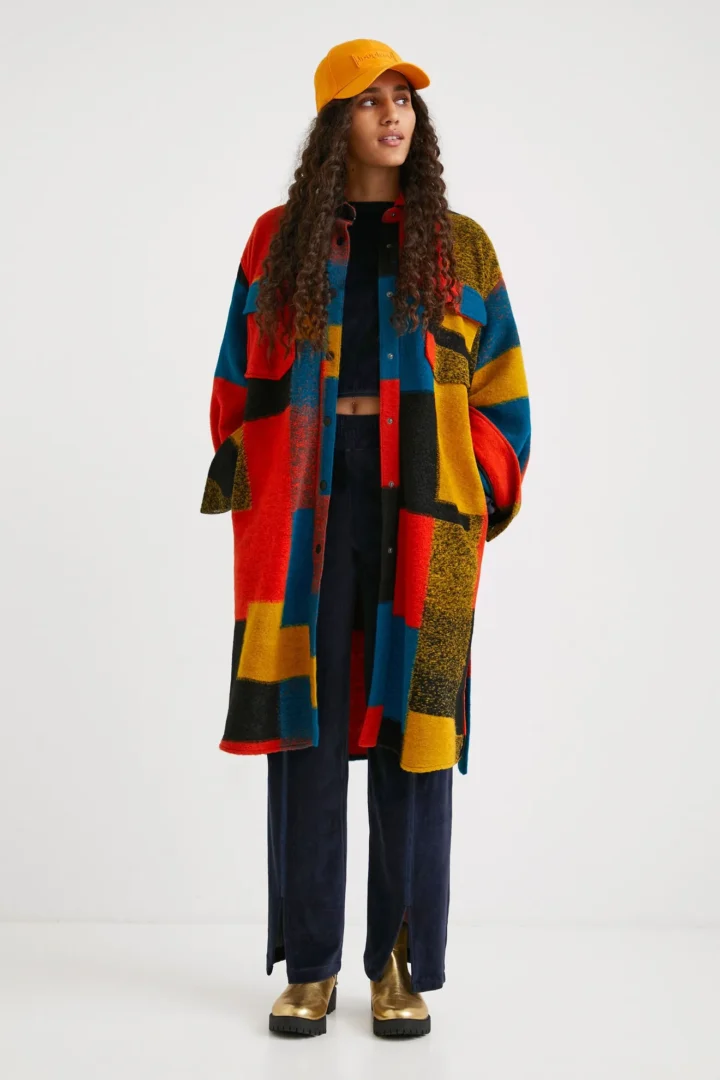 Abrigo largo lana skeakers