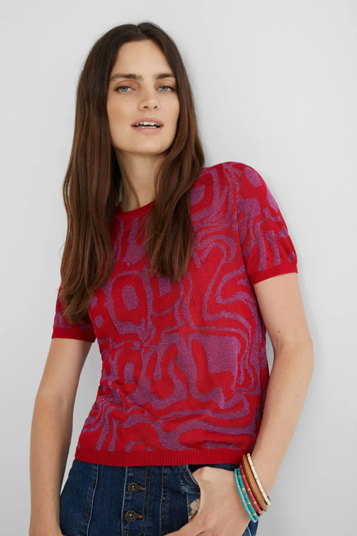 Camiseta jacquard morada