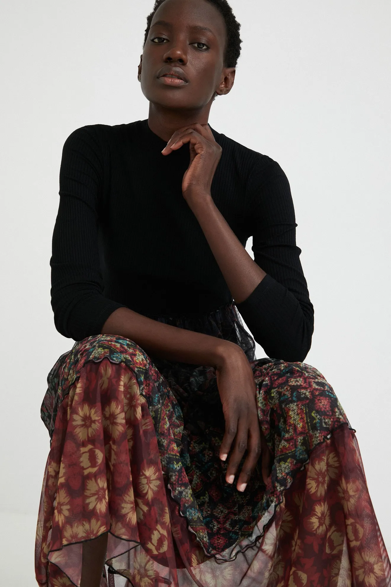 Vestido largo bimateria - Imagen 4