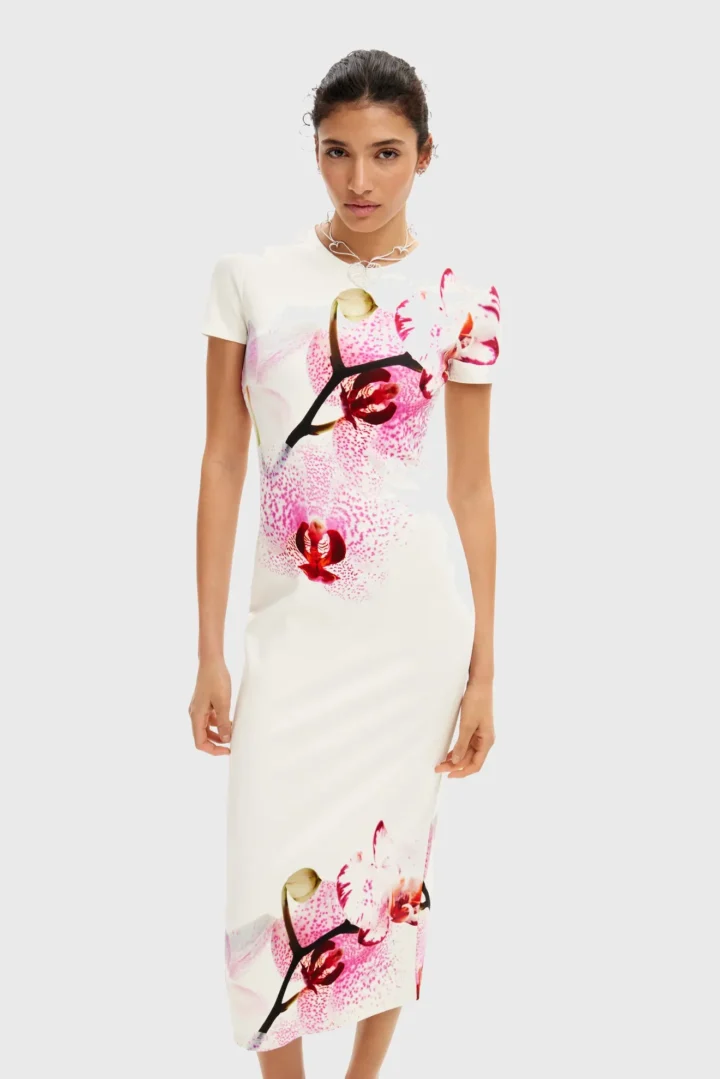 Vestido midi orquídeas